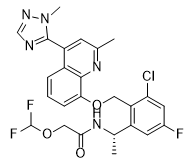 N-[(1S)-1-[3-Chloro-5-fluoro-2-[[[2-methyl-4-(1-methyl-1H-1,2,4-triazol-5-yl)-8-quinolinyl]oxy]methyl]phenyl]ethyl]-2-(difluoromethoxy)acetamide