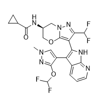 (S)-N-(3-(3-(3-(difluoromethoxy)-1-methyl-1H-pyrazol-4-yl)-1H-pyrrolo[2,3-b]pyridin-2-yl)-2-(difluoromethyl)-6,7-dihydro-5H-pyrazolo[5,1-b][1,3]oxazin-6-yl)cyclopropanecarboxamide