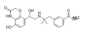3-(2-((2-hydroxy-2-(5-hydroxy-3-oxo-3,4-dihydro-2H-benzo[b][1,4]oxazin-8-yl)ethyl)amino)-2-methylpropyl)benzoic acid hydrochloride